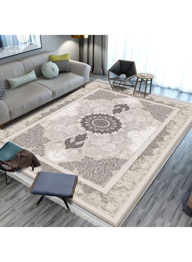 SMART HOME Large padded floor mat with a soft velvet surface and non-slip backing - Living room rug - Majlis rug - Lounge rug - Luxurious decorative rug - Elegant rug with modern patterns for living rooms and majlis - Size 350x250 cm - Suitable for everyday use and entertaining - Image 1
